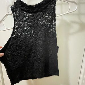 Black lace crop top